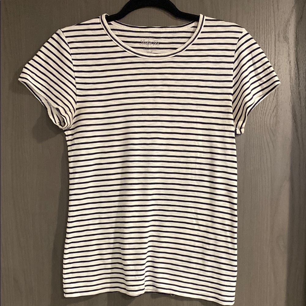 J. Crew Navy and White Striped Tee